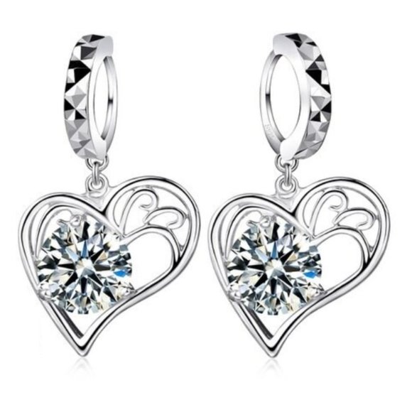 Jewelry - ❤️ NEW 💎 Cute Luxury Heart 925 Sterling Silver Women Earrings Lover Gift Stud